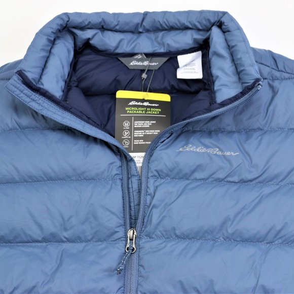 New Eddie Bauer Men's Packable Down Jacket Size 3XL Water Repellent Lite Blue - Picture 2 of 12
